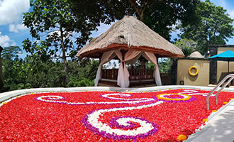 Flower Pool with a bottle wine at your own private villa