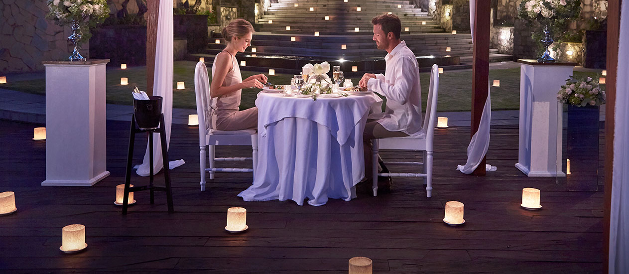 For an intimate evening under the stars with flickering candles to set the mood, our chef will create a three-course dinner of gourmet excellence at Kamandalu Ubud, Bali